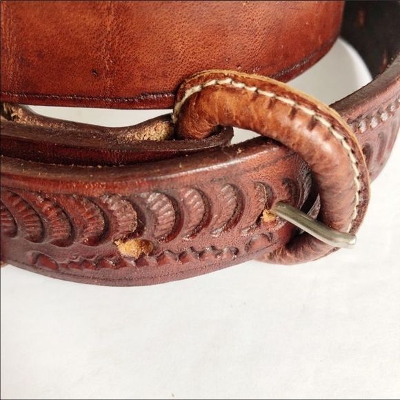 Tooled Leather Belt - Picture 2 of 6